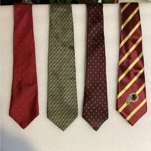 Men's lot of 4 Neck Ties - Classic Solid & Patterned Styles